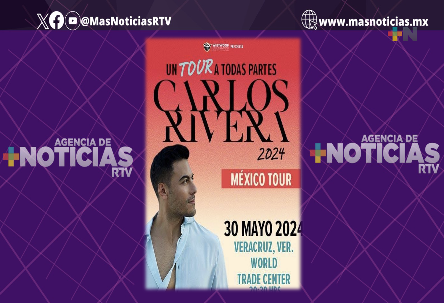 Carlos Rivera se presentará este 30 de mayo en el WTC